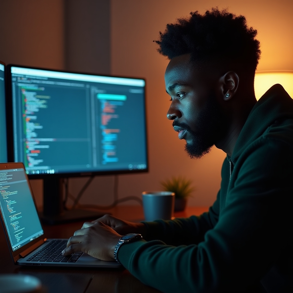 Software engineer focused on laptop screen building data pipeline for financial analytics platform